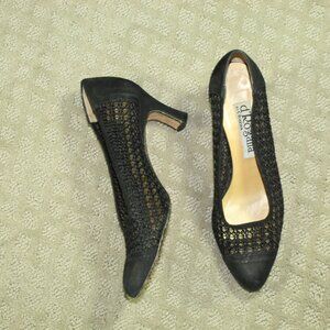 d'Rossana by Charna Size 5M Black Suede and Weave 2.5" Heels